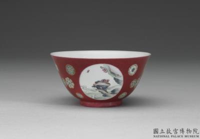 图片[2]-Bowl with flowers and bird in round panels in red ground of falangcai painted enamels, Qing dynasty, Yongzheng reign (1723-1735)-China Archive